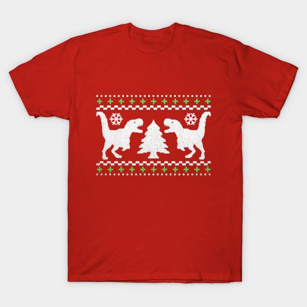 Funny Ugly T-REX Christmas Sweater T-Shirt by robotface